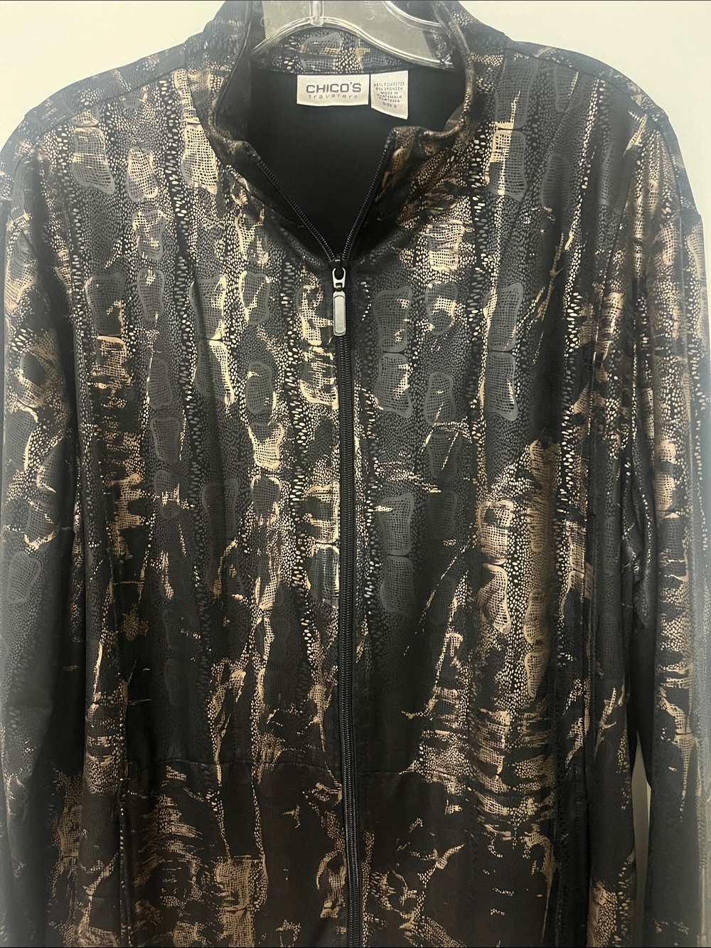 Chico's Travelers Metallic BLK Jacket w/Gold Metallic Accent Sz 16 XL - Chico 3